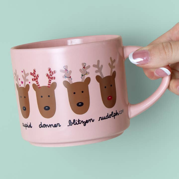 Callie Danielle Santa's Reindeer Christmas Large Ceramic Mug