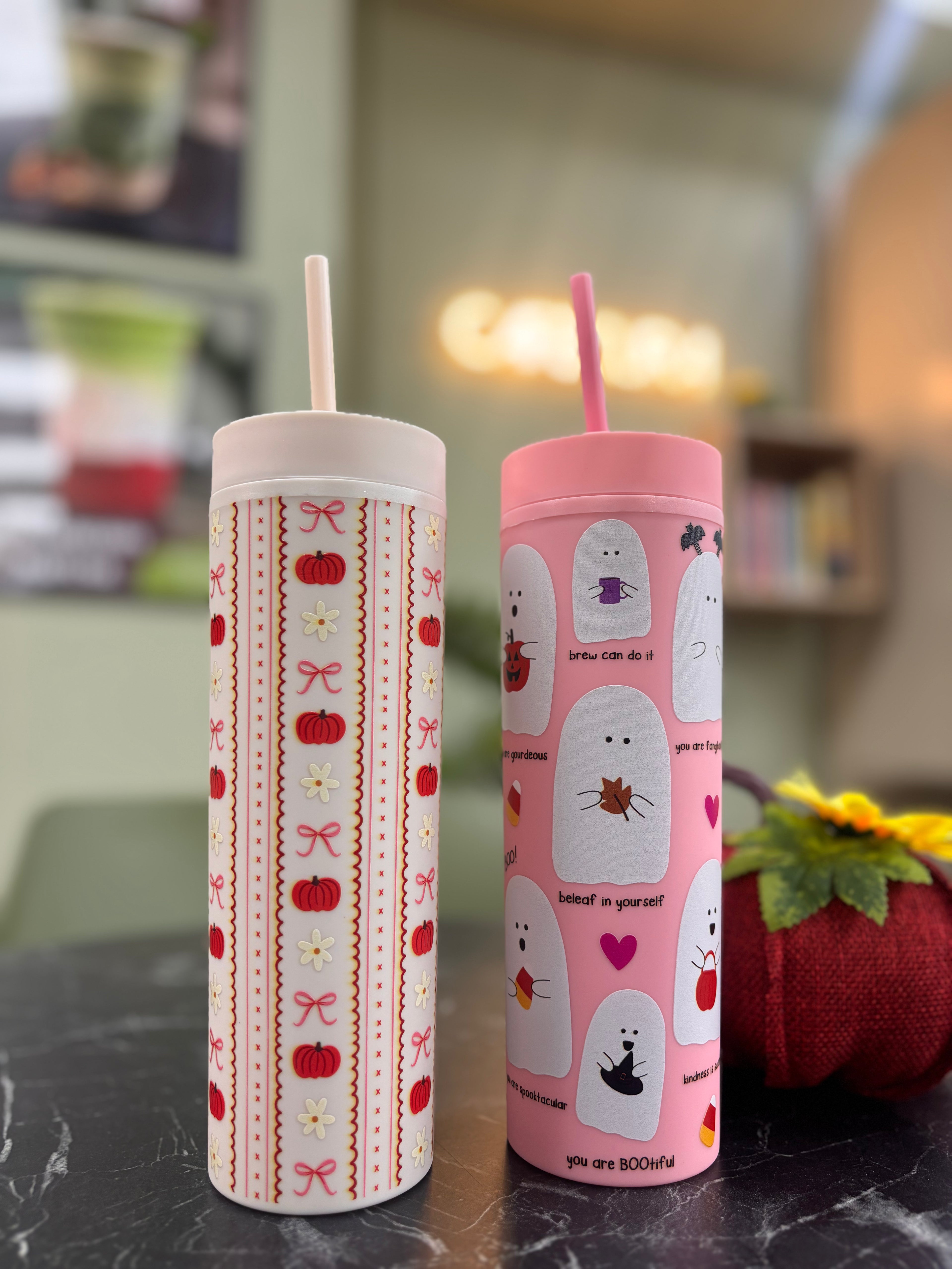 Callie Danielle 16oz Acrylic Tumbler - Ghosts Affirmations Halloween